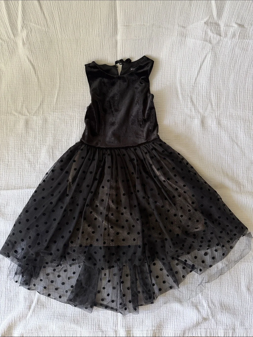 Zunie Black Polka Dot Tulle Party Dress for Kids